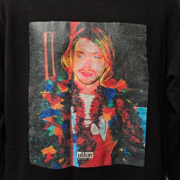 ULKIN Figure Inspired Art Kurt Cobain Black Sweatshirt - Picture 3 of 8